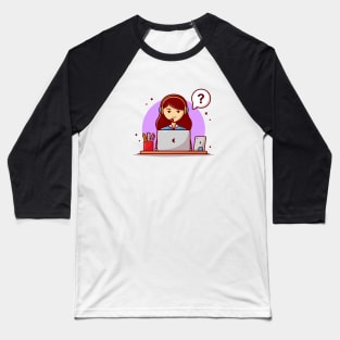 Woman customer service working on laptop with headphone Baseball T-Shirt